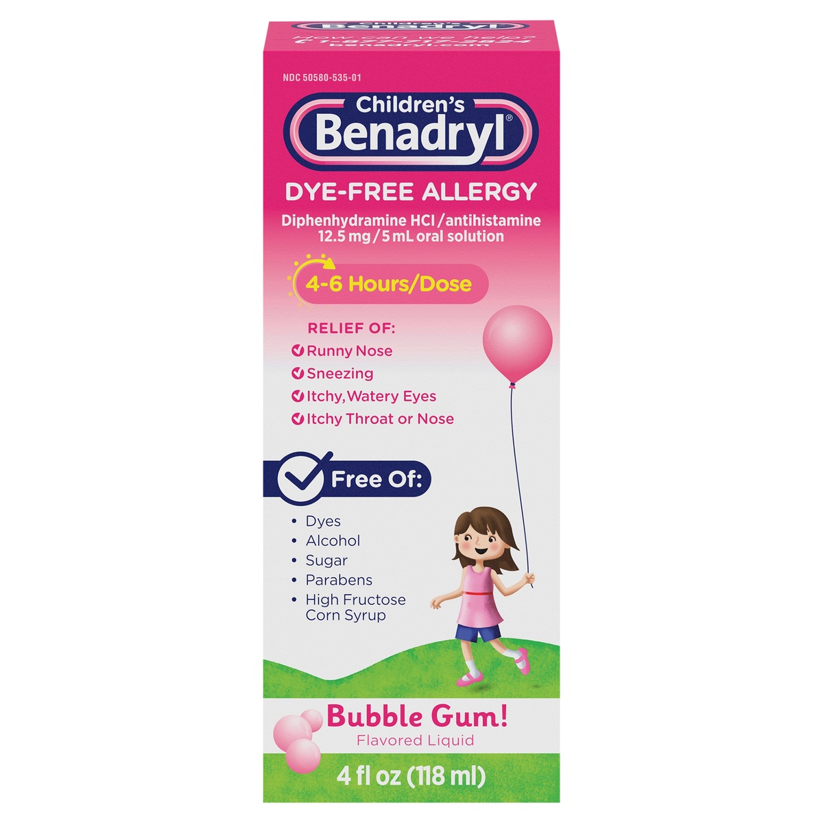 Children's Benadryl Dye-Free Allergy Liquid Medication With ...