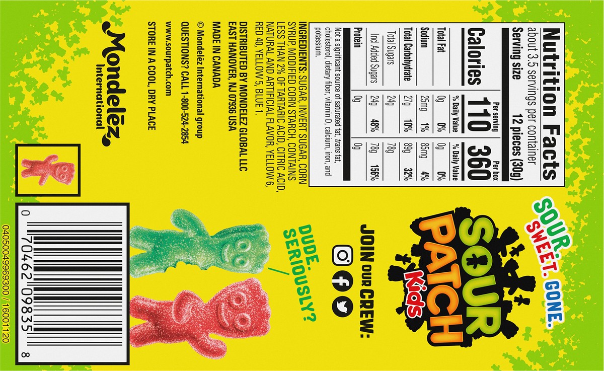 slide 5 of 9, SOUR PATCH KIDS Original Soft & Chewy Candy, 3.5 oz, 3.5 oz