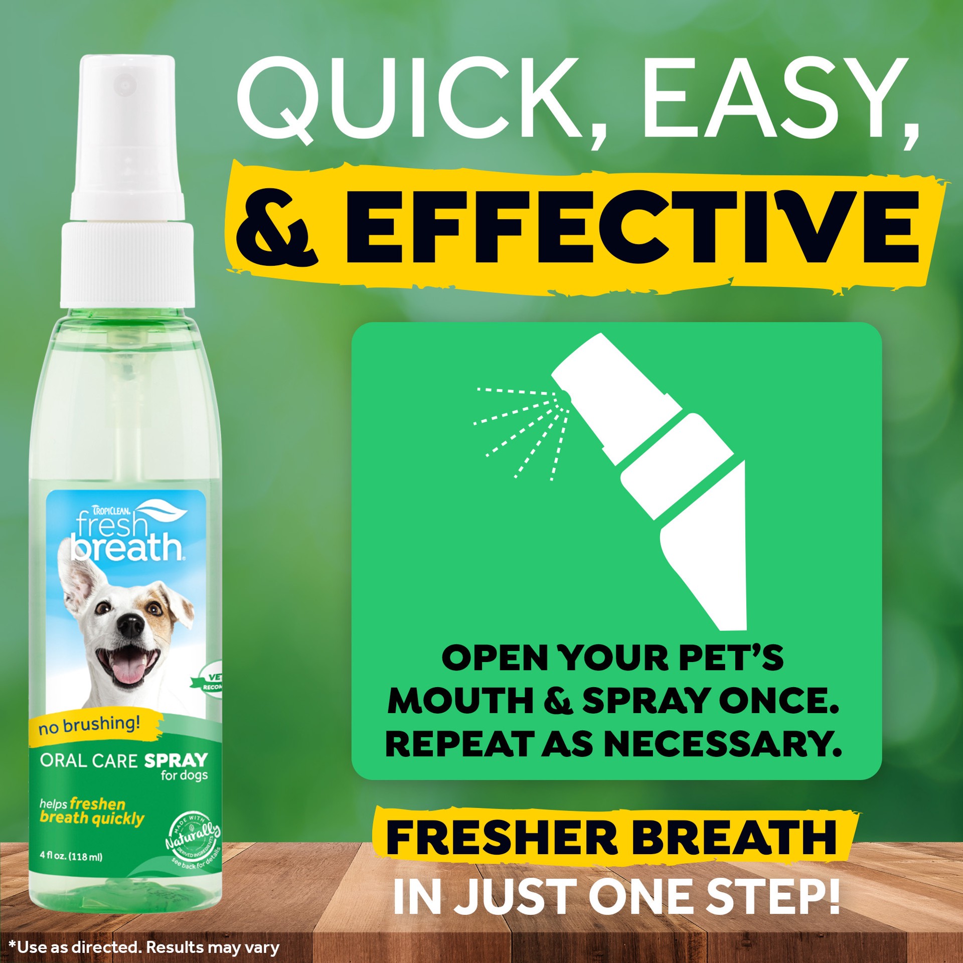 slide 8 of 9, TropiClean Fresh Breath Oral Care Spray for Pets, 4oz, 4 oz