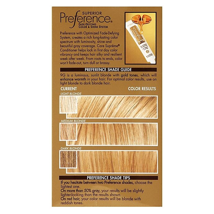 slide 4 of 4, L'Oréal Superior Preference Fade-Defying Color + Shine System - 9G Light Golden Blonde, 1 ct