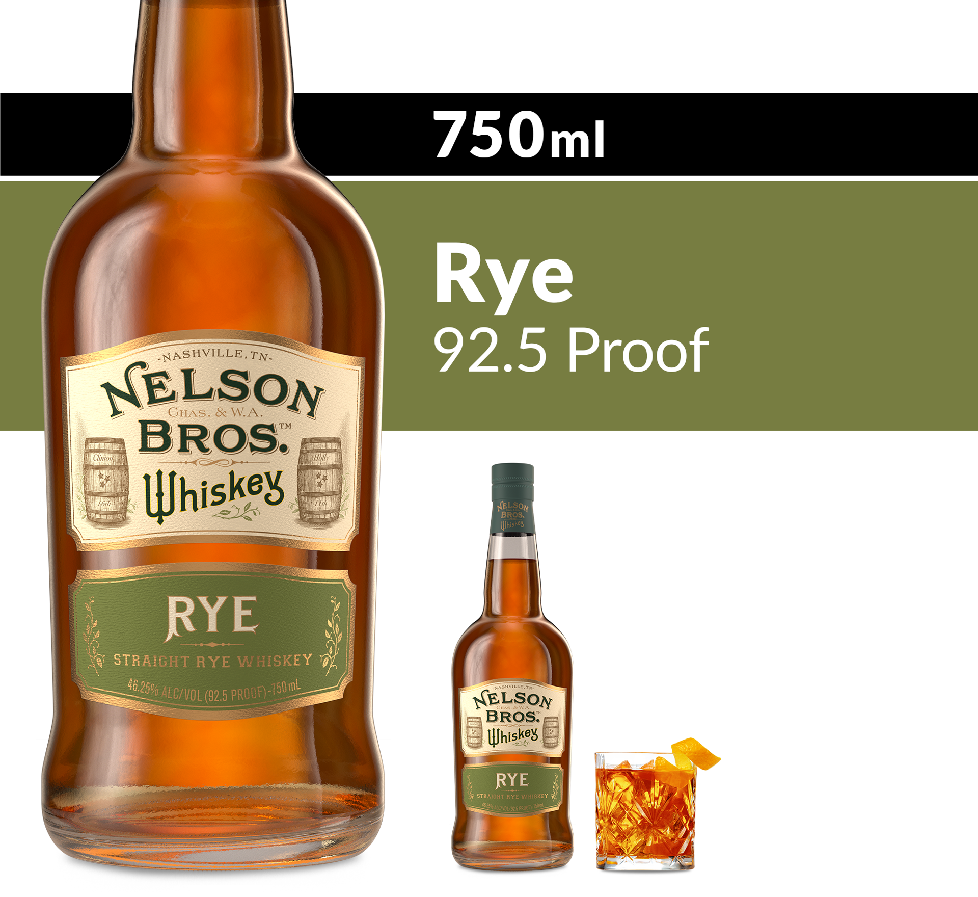 slide 4 of 7, Nelson Bros Rye Wsky 92.5, 750 ml