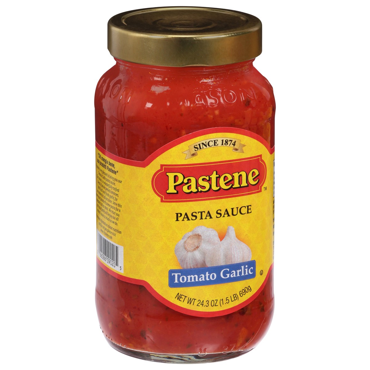 slide 7 of 9, Pastene Tomato Garlic Pasta Sauce 24.3 oz, 24 oz