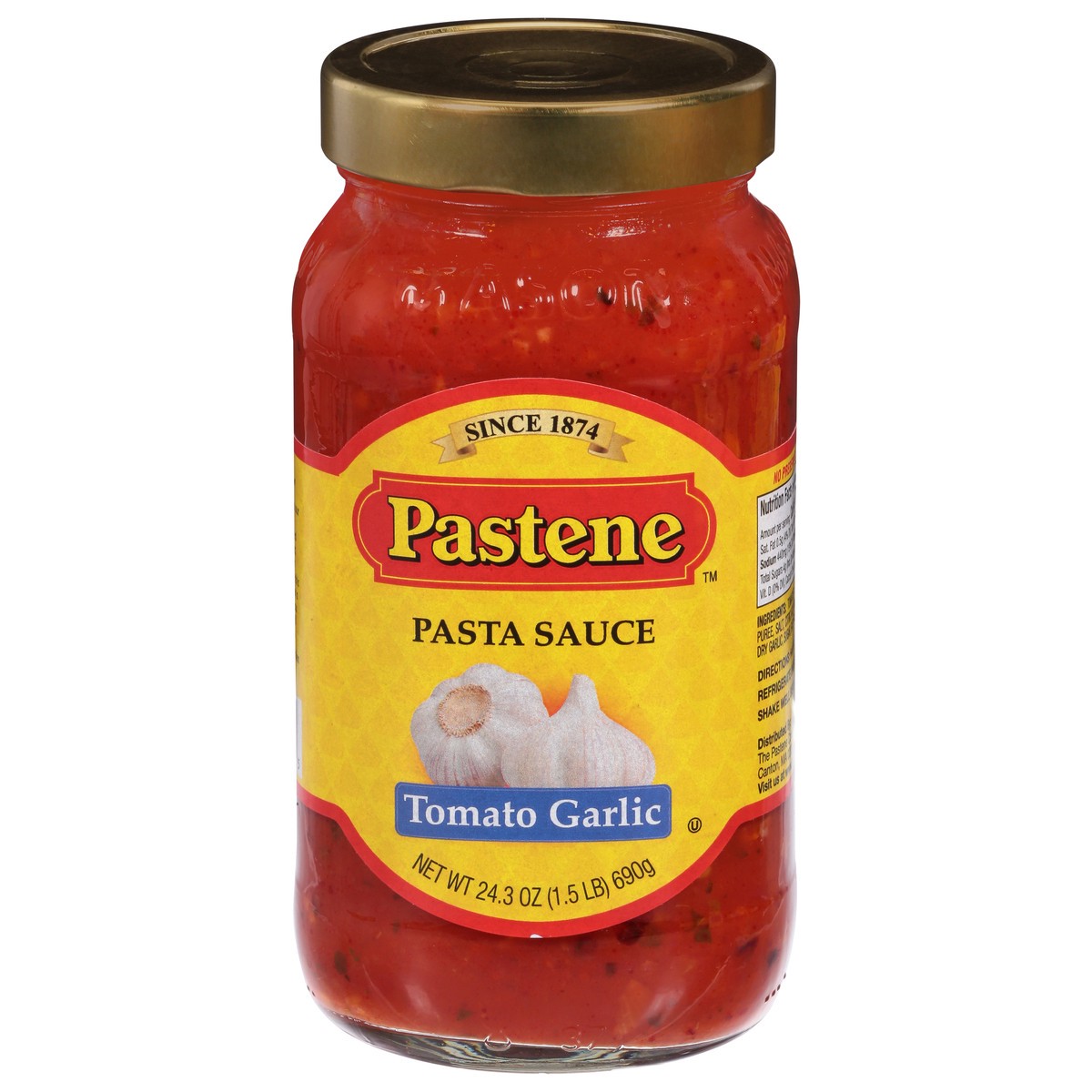 slide 1 of 9, Pastene Tomato Garlic Pasta Sauce 24.3 oz, 24 oz