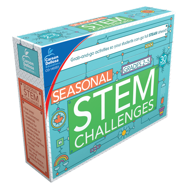 slide 1 of 2, Carson Dellosa Stem Challenges Learning Cards, Seasonal Themes, Grades 2-5, 1 ct