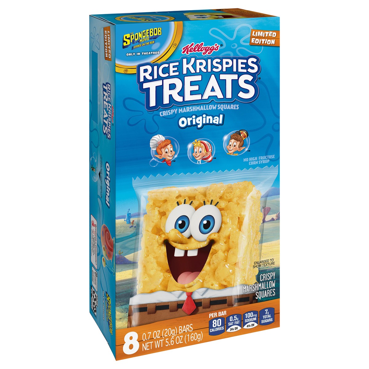 slide 2 of 10, Rice Krispies Treats SpongeBob SquarePants Original Marshmallow Snack Bars, 8 ct
