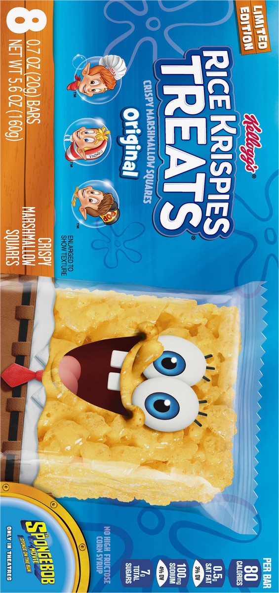 slide 9 of 10, Rice Krispies Treats SpongeBob SquarePants Original Marshmallow Snack Bars, 8 ct