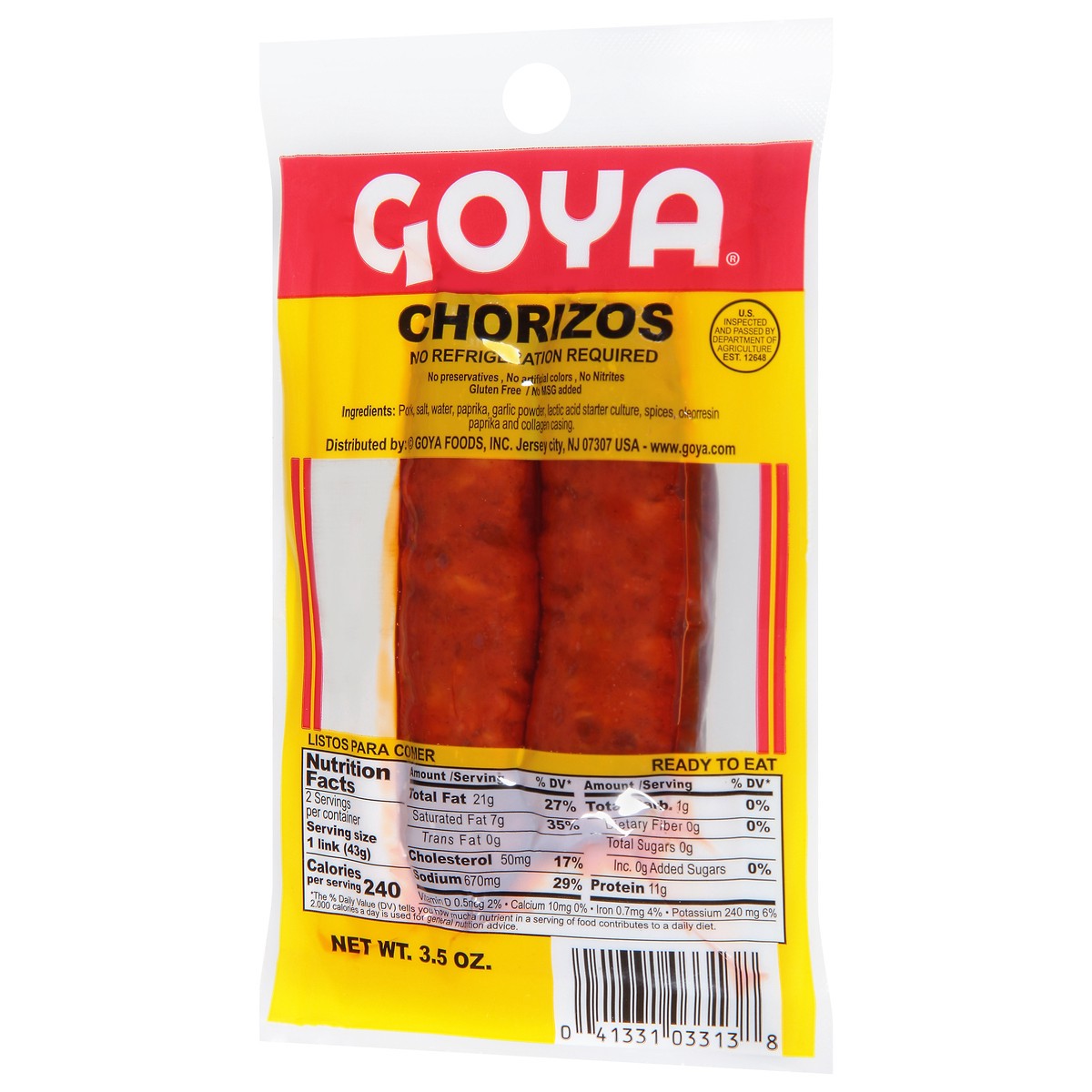 slide 3 of 9, Goya Chorizos 3.5 oz, 3.5 oz