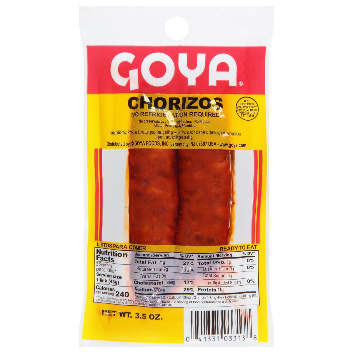 slide 1 of 9, Goya Chorizos 3.5 oz, 3.5 oz