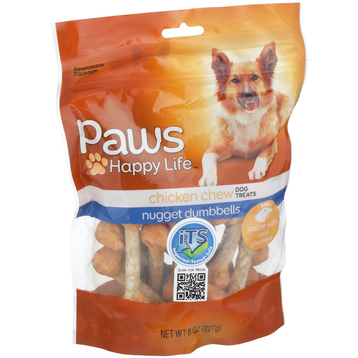 slide 4 of 11, Paws Happy Life Chicken Chew Nugget Dumbbells Dog Treats, 8 oz