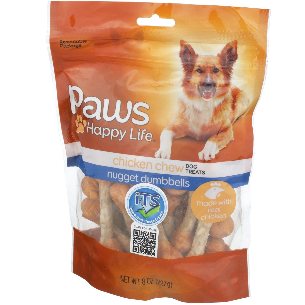 slide 8 of 11, Paws Happy Life Chicken Chew Nugget Dumbbells Dog Treats, 8 oz