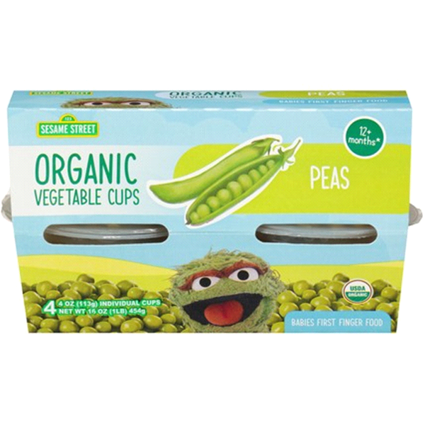 slide 1 of 1, Sesame Street Organic Peas Plastic Cup, 4 ct; 4 oz