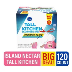 Kroger Island Nectar Scent Strong-Flex Tall Kitchen 13 Gallon Drawstring Bags