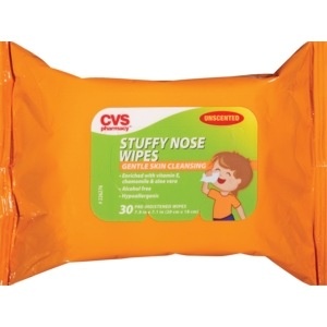 slide 1 of 1, CVS Health Unscented Stuffy Nose Wipes, 30 ct