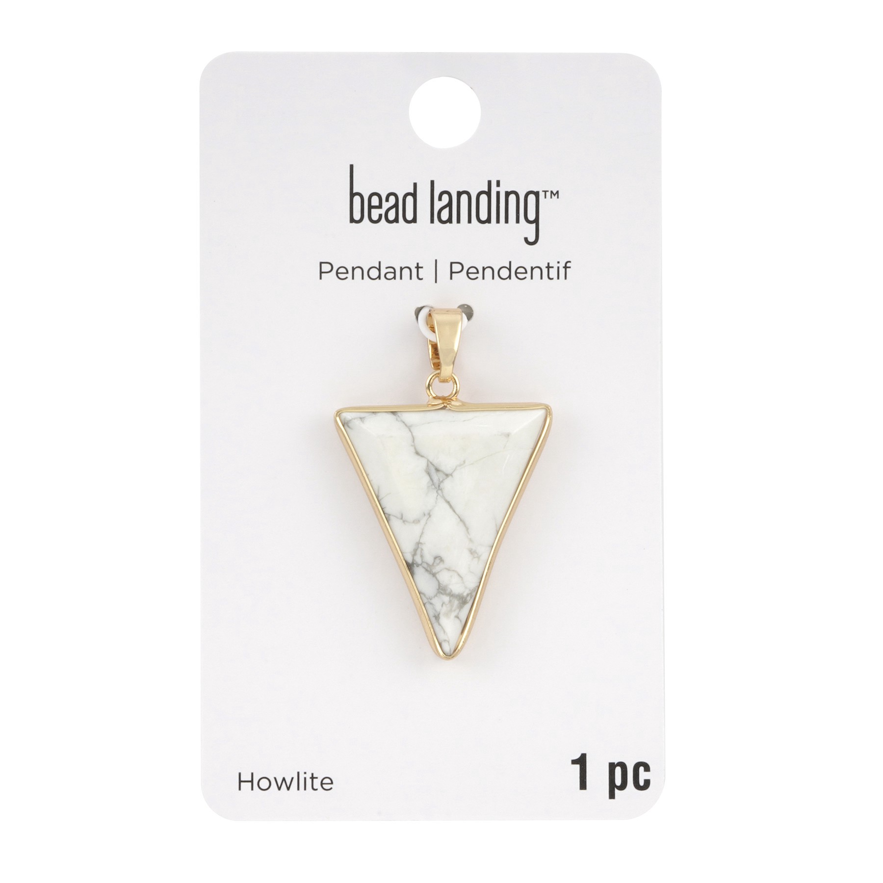 slide 2 of 3, White Howlite Triangle Pendant By Bead Landing, 31mm x 24mm