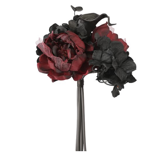 slide 1 of 2, 10" Black Hydrangea & Red Rose Bouquet By Ashland, 10 in