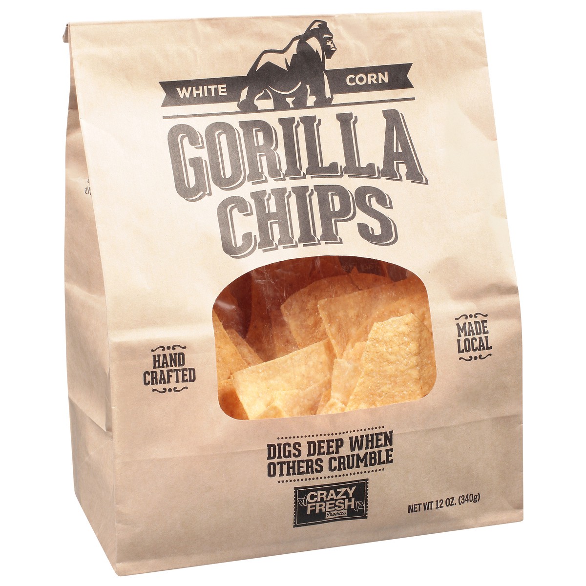 slide 7 of 9, Crazy Fresh Gorilla Chips, White Corn, 12 Ounce, 12 oz