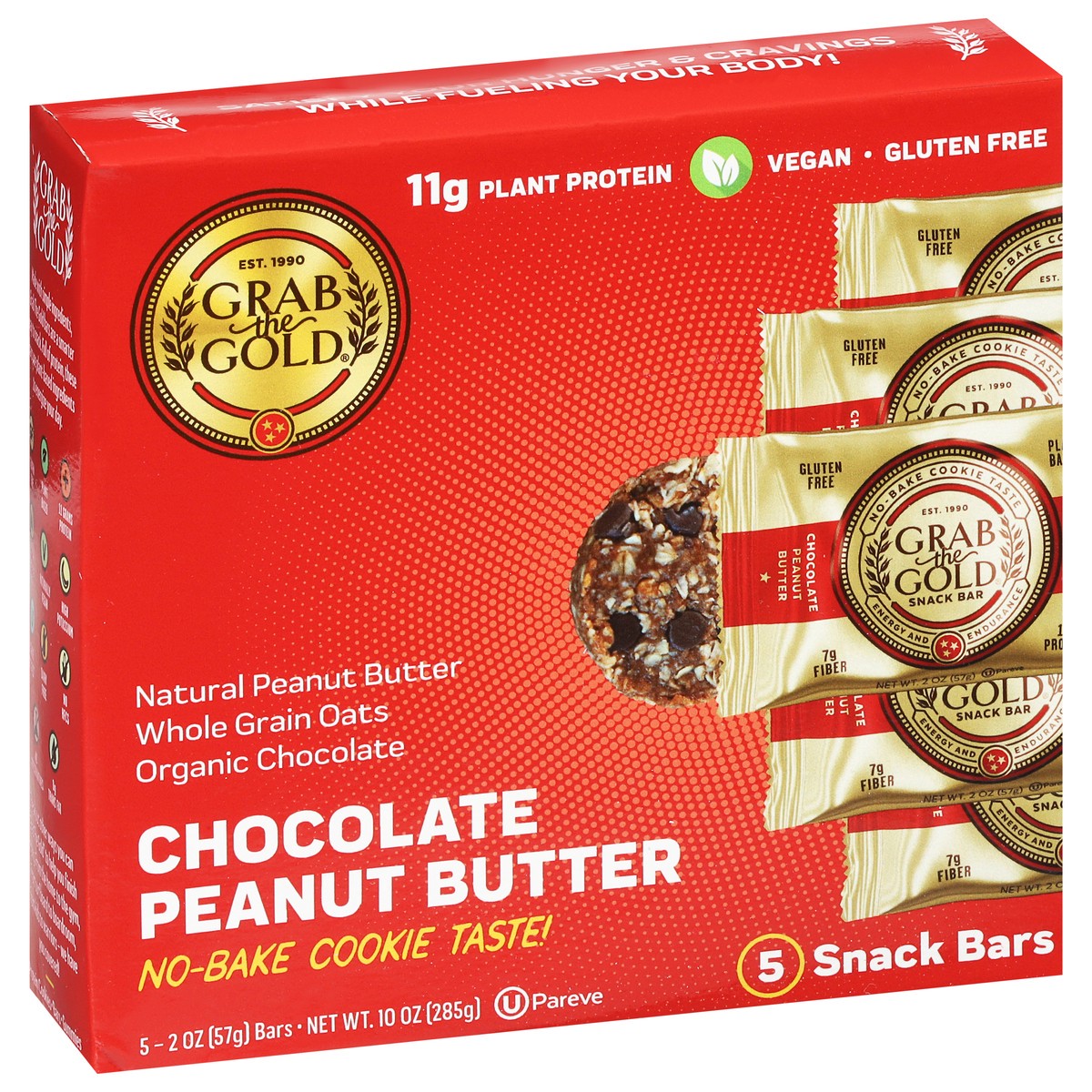 slide 2 of 9, Grab the Gold Chocolate Peanut Butter Snack Bars 5 - 2 oz Bars, 5 ct
