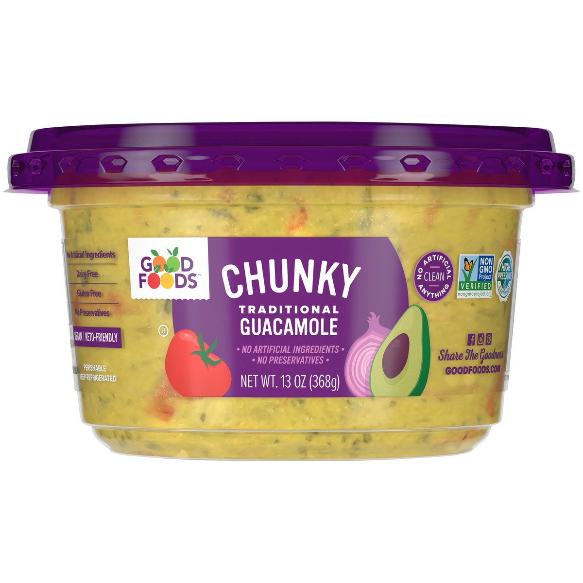 slide 1 of 9, Good Foods Traditional Chunky Guacamole 13 oz. Tub, 13 oz