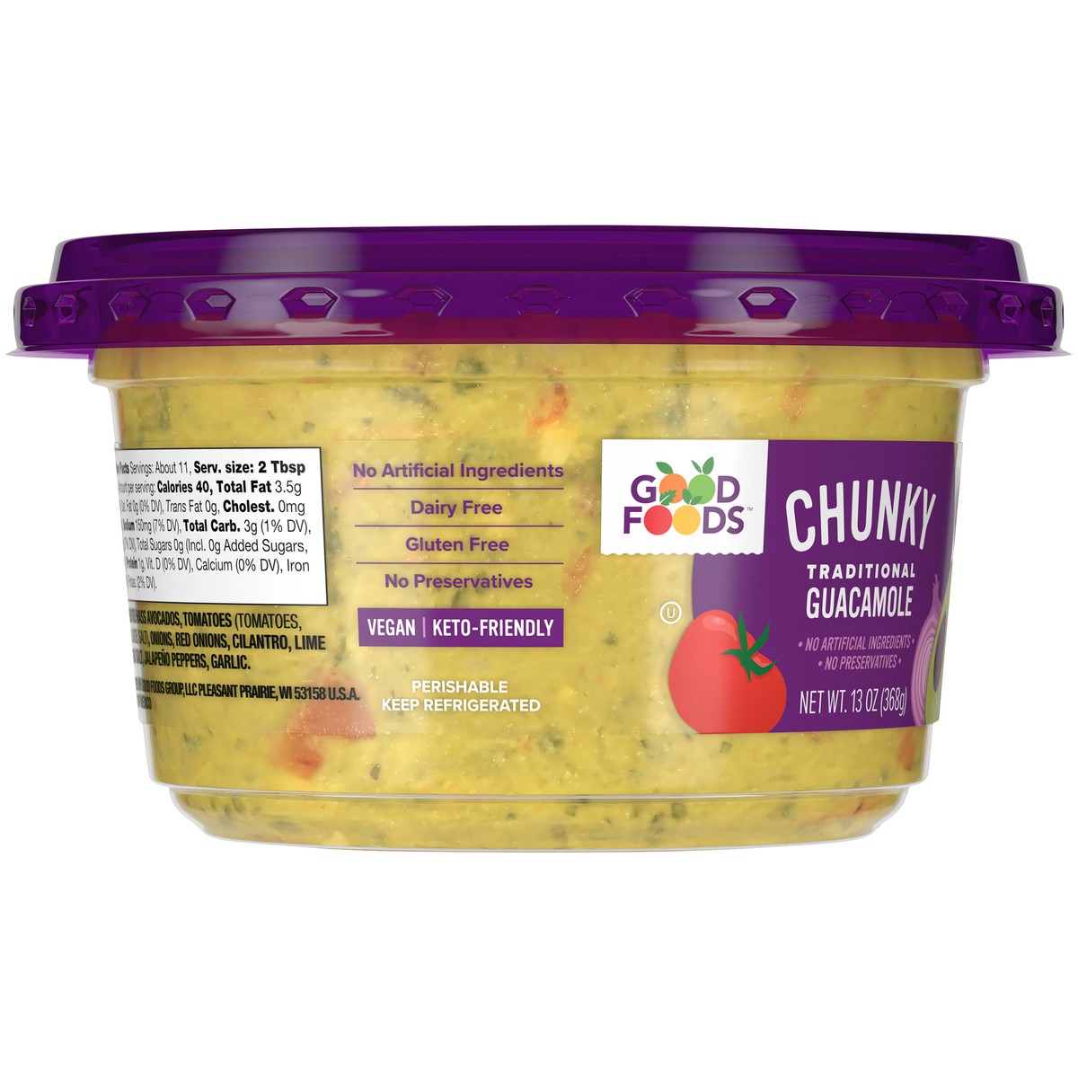 slide 7 of 9, Good Foods Traditional Chunky Guacamole 13 oz. Tub, 13 oz