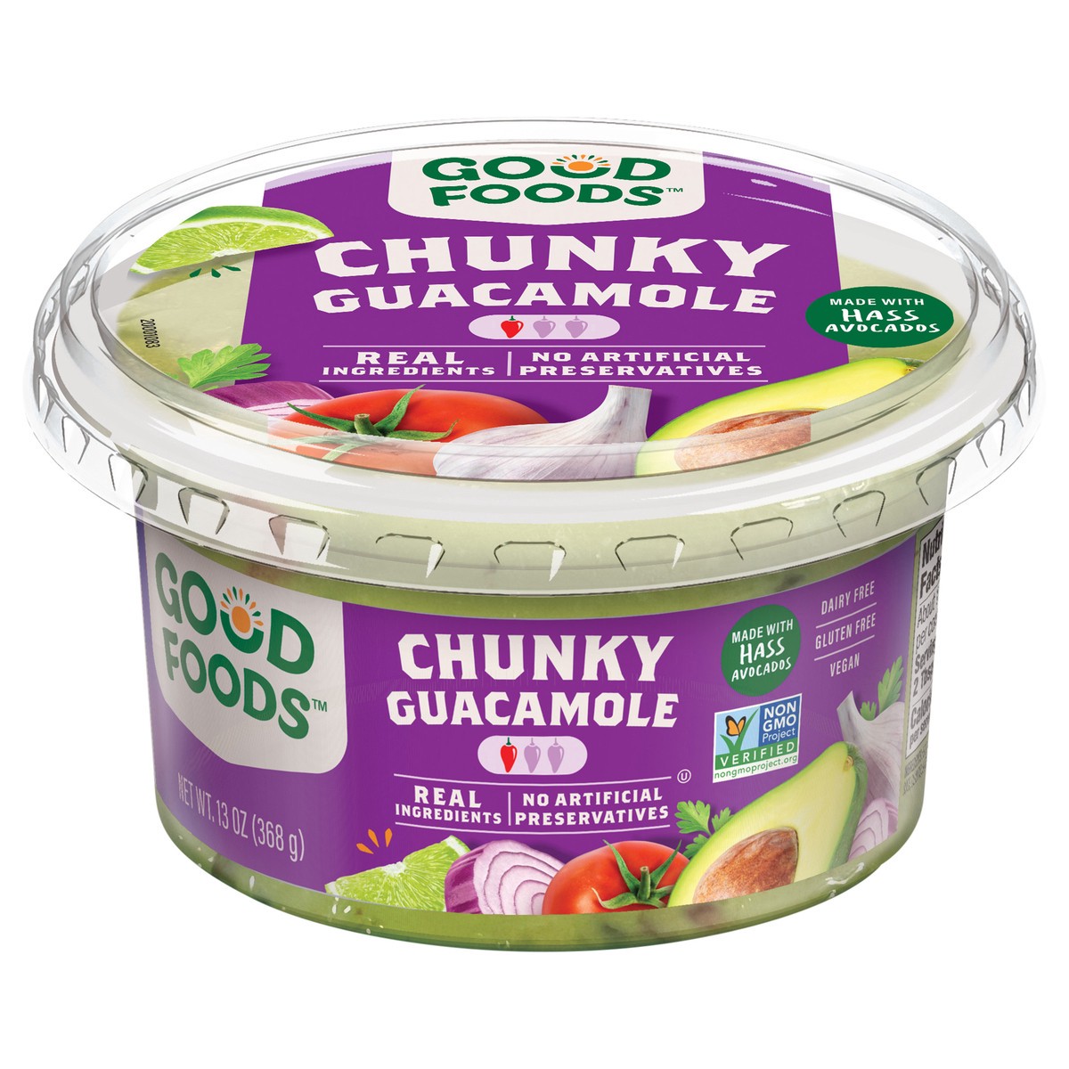 slide 1 of 9, Good Foods Traditional Chunky Guacamole 13 oz. Tub, 13 oz