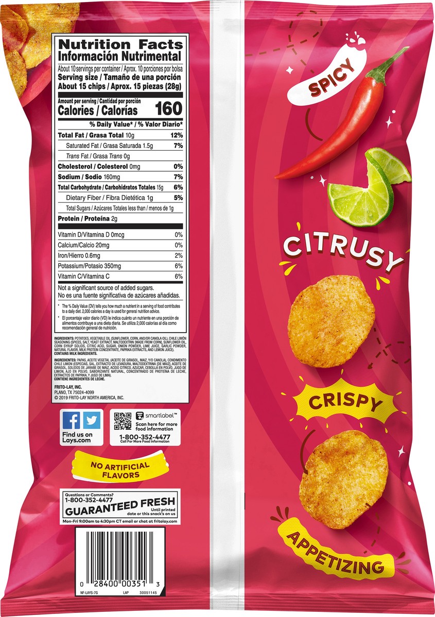 slide 2 of 6, Lay's Family Size Chile Limon Flavored Potato Chips 9.5 oz, 9.5 oz