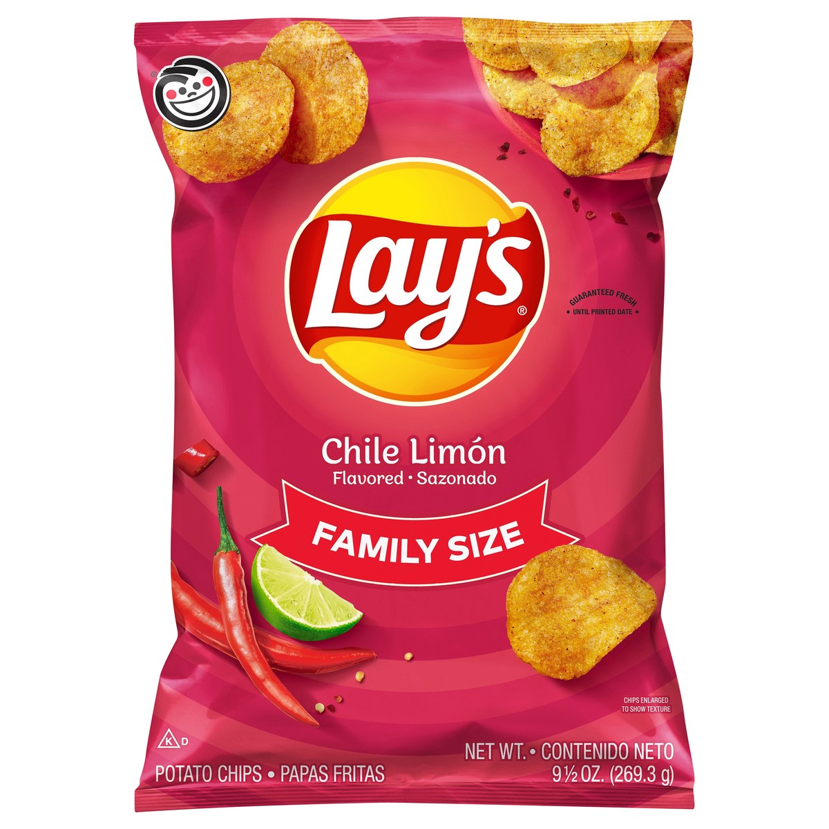 slide 1 of 6, Lay's Family Size Chile Limon Flavored Potato Chips 9.5 oz, 9.5 oz