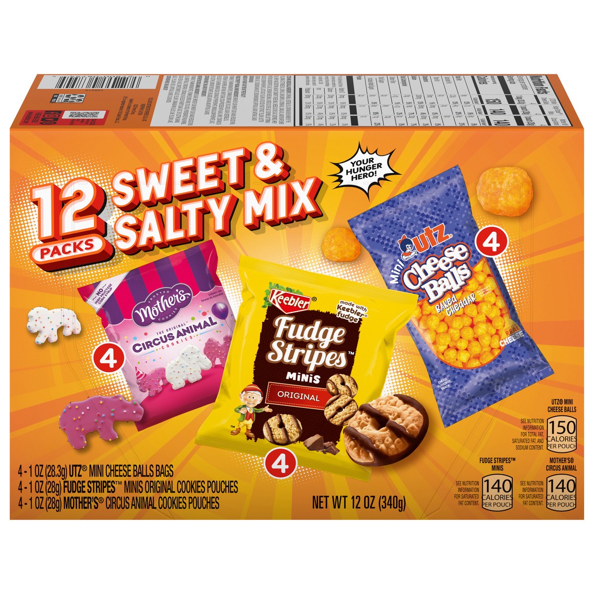 slide 1 of 14, Keebler Sweet & Salty Variety Pack, Mother's Circus, Fudge Stripes, and Utz Cheese Balls, 12 ct