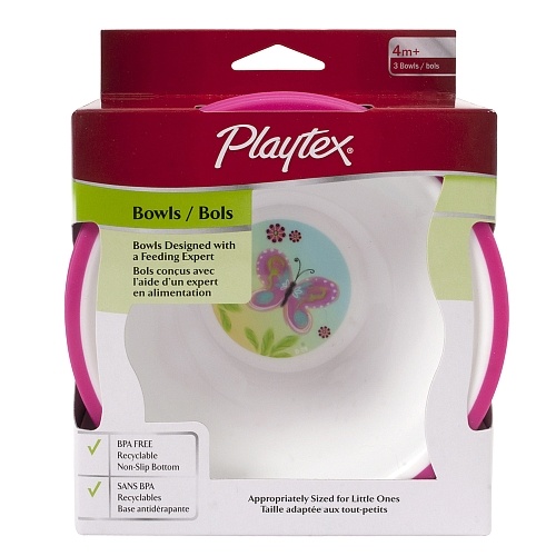 slide 1 of 1, Playtex Mealtime Bowls for Girl, 3 ct