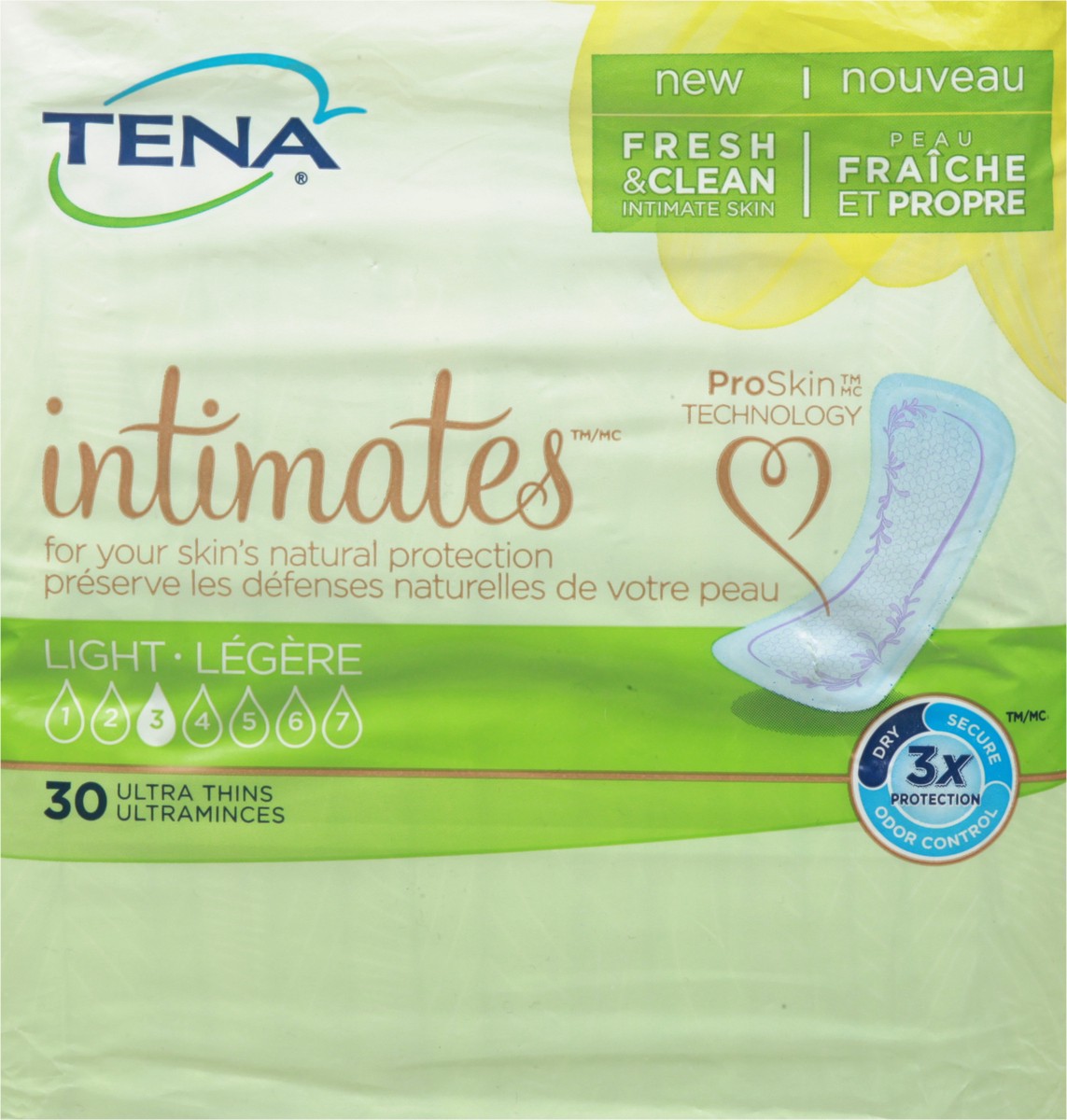 slide 3 of 9, Tena Intimates Ultra Thin Light Incontinence Pad Regular, 30 Count, 30 ct