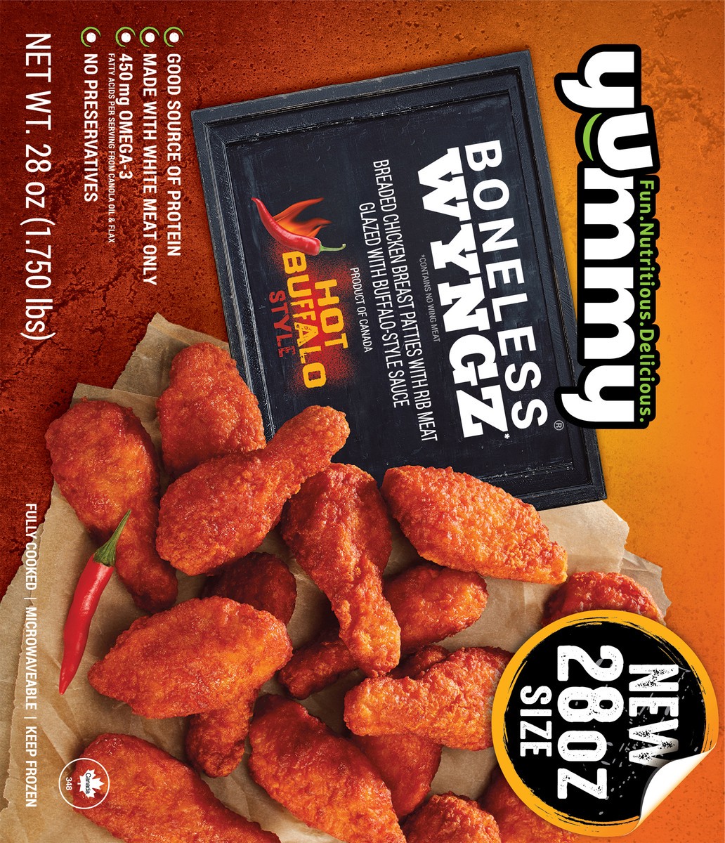 slide 8 of 11, Yummy Hot Buffalo Style Boneless Wyngz, 28 oz, 28 oz