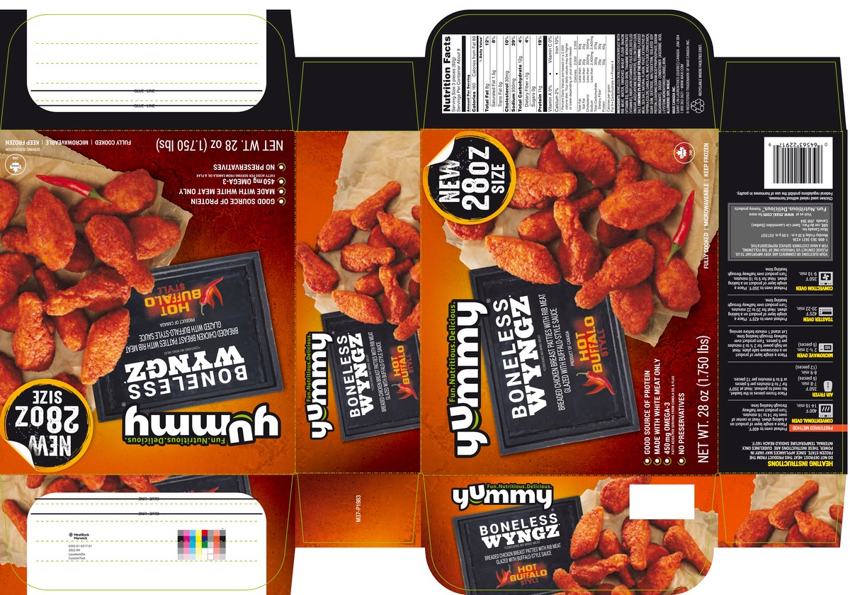 slide 5 of 11, Yummy Hot Buffalo Style Boneless Wyngz, 28 oz, 28 oz