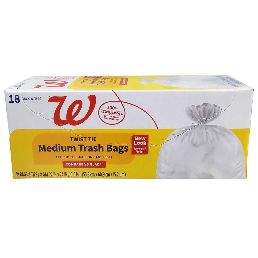 slide 2 of 2, Walgreens Twist Tie Trash Bags 8 Gallon, 18 ct