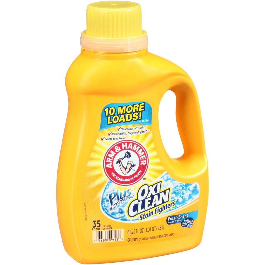 slide 2 of 6, ARM & HAMMER Liquid Laundry Detergent Plus The Power Of Oxi Clean Stain Fighters, 61.25 fl oz