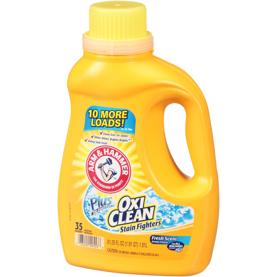 slide 3 of 6, ARM & HAMMER Liquid Laundry Detergent Plus The Power Of Oxi Clean Stain Fighters, 61.25 fl oz