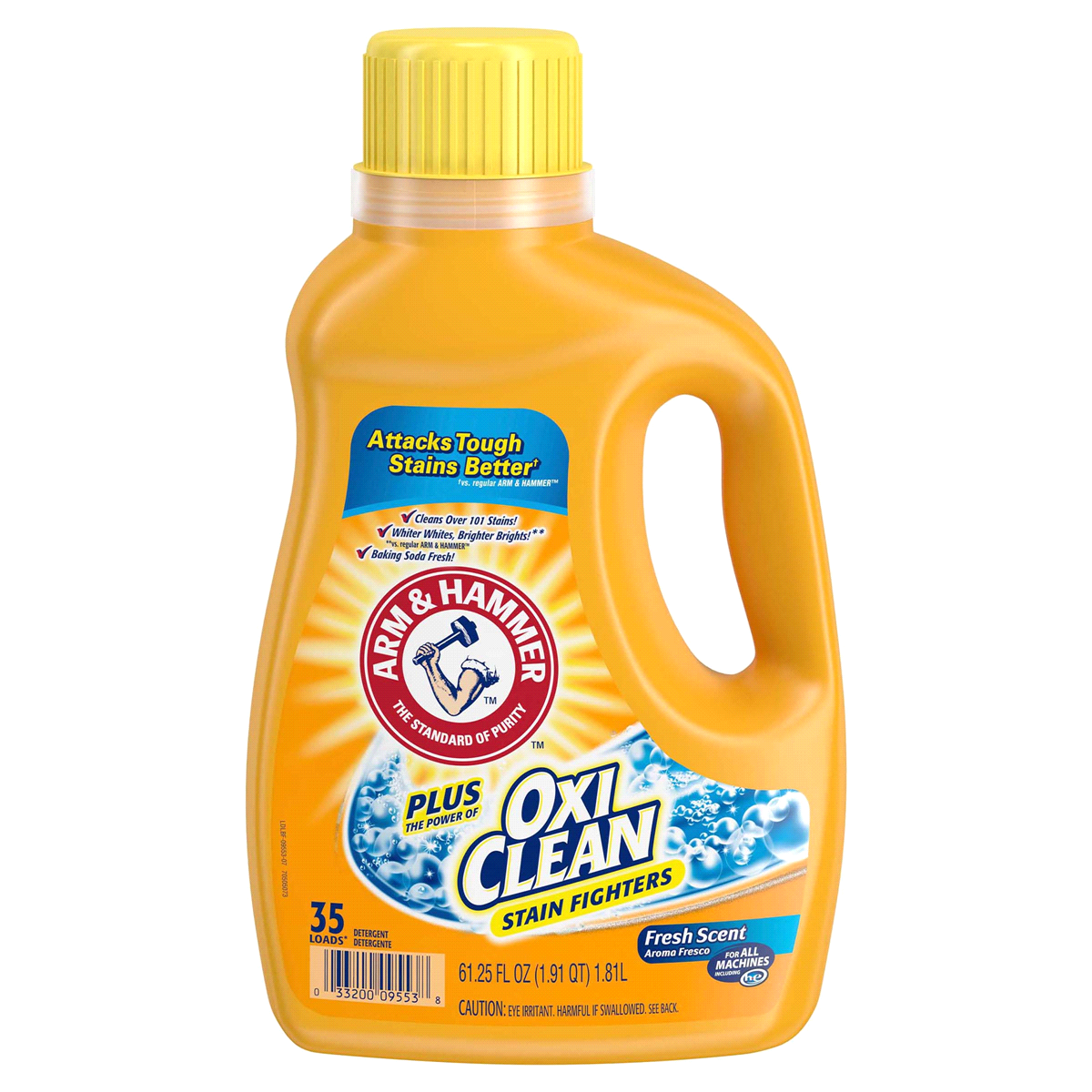 slide 1 of 6, ARM & HAMMER Liquid Laundry Detergent Plus The Power Of Oxi Clean Stain Fighters, 61.25 fl oz