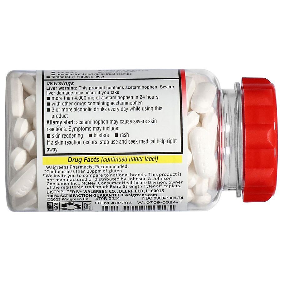 slide 2 of 3, Walgreens Free & Pure Acetaminophen 500 mg Tablets, 150 ct
