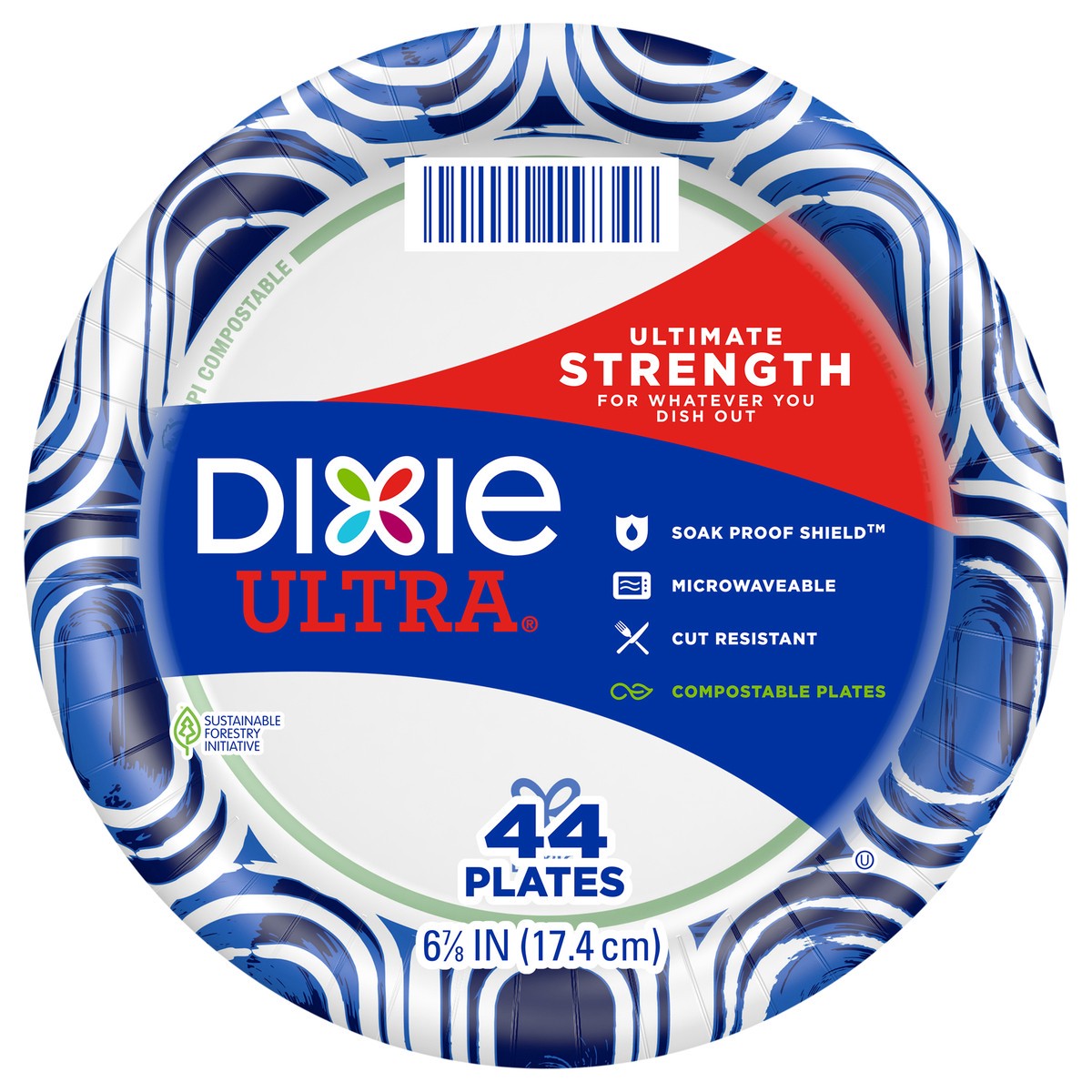 slide 1 of 50, Dixie Ultra Compostable Paper Plates, 6.8 Inch, 44 Count, Multi-Color, 44 ct