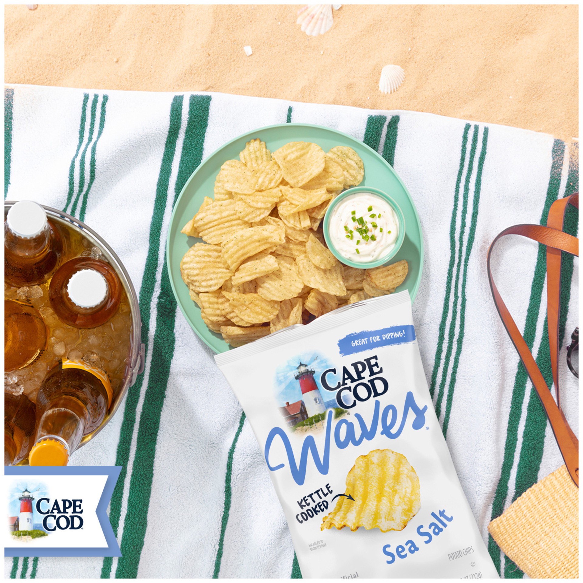 slide 7 of 10, Cape Cod Potato Chips, Wavy Cut Sea Salt Kettle Chips, 7.5 Oz, 7.5 oz