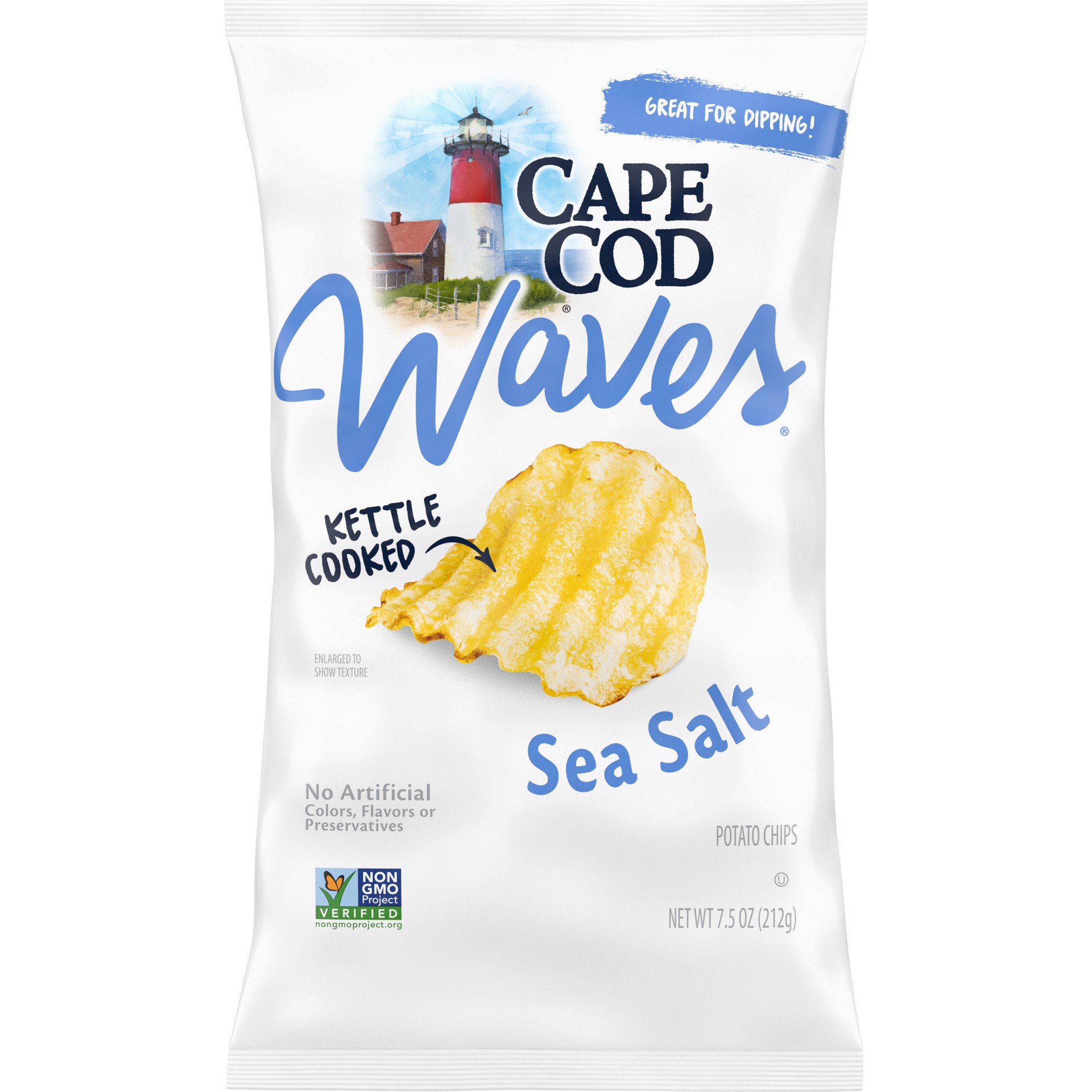 slide 1 of 10, Cape Cod Potato Chips, Wavy Cut Sea Salt Kettle Chips, 7.5 Oz, 7.5 oz