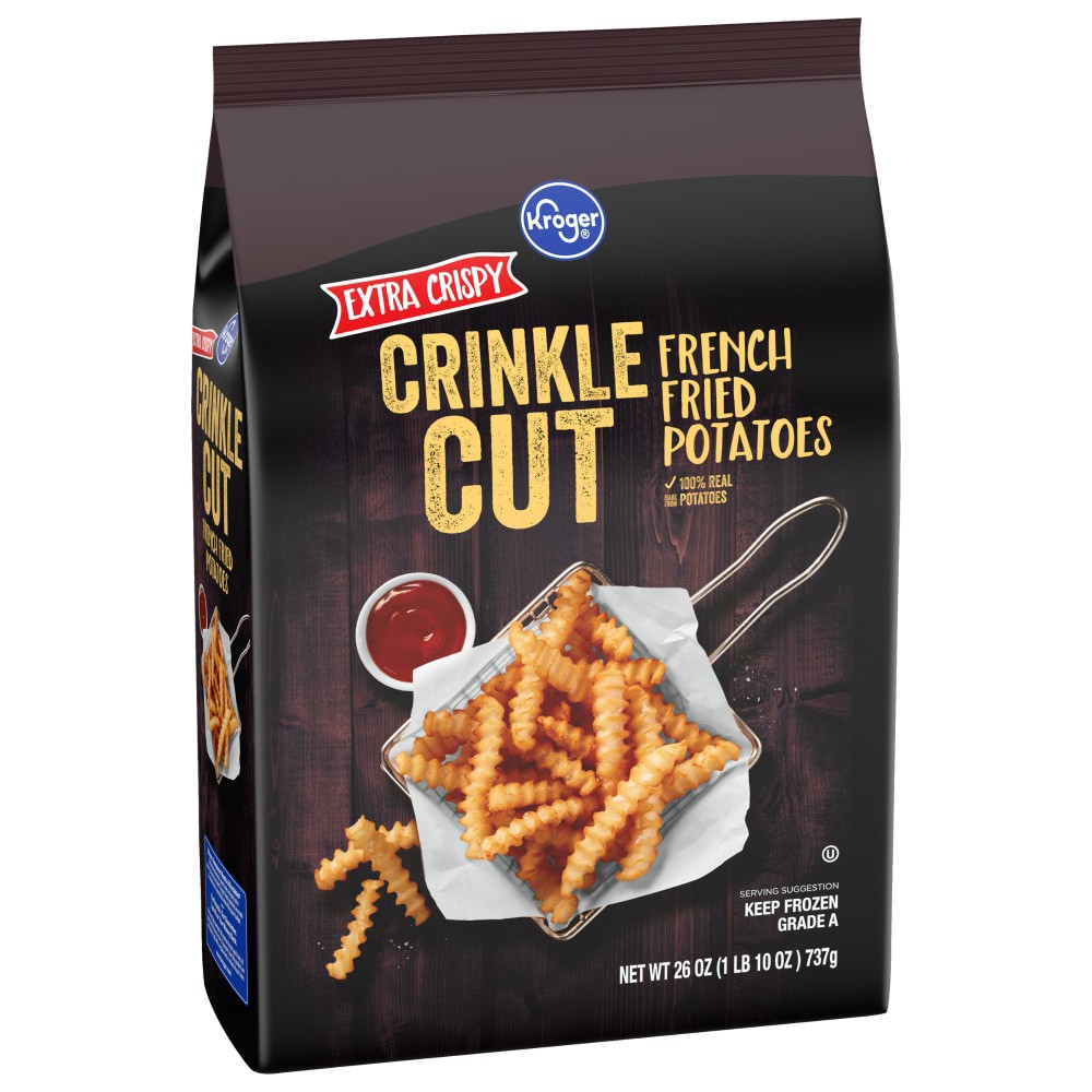 slide 1 of 4, Kroger Extra Crispy Deep Crinkle Cut Fries, 26 oz