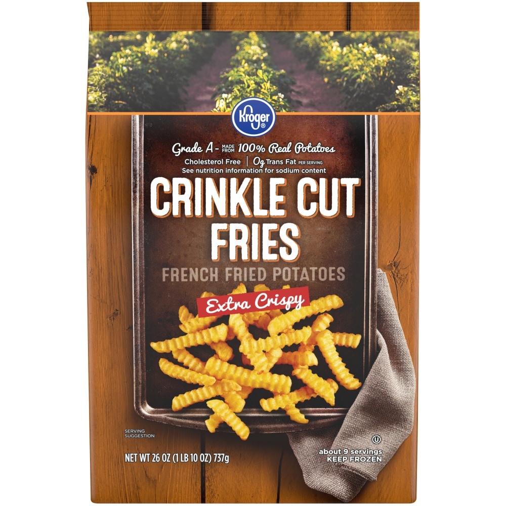 slide 1 of 1, Kroger Extra Crispy Deep Crinkle Cut Fries, 26 oz