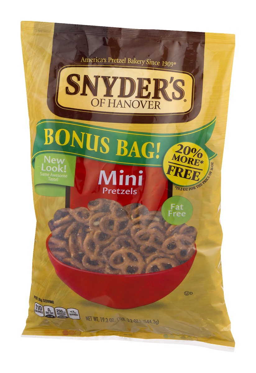 slide 3 of 9, Snyder's of Hanover Mini Pretzels Bonus Bag, 19.2 oz