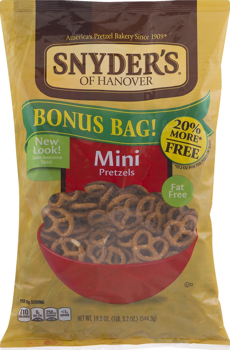 slide 9 of 9, Snyder's of Hanover Mini Pretzels Bonus Bag, 19.2 oz