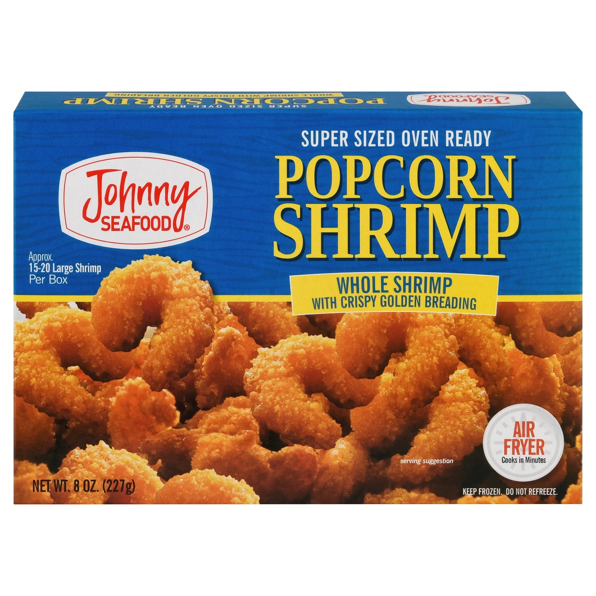 slide 1 of 9, Johnny Seafood Popcorn Shrimp Super Sized 8 oz, 8 oz