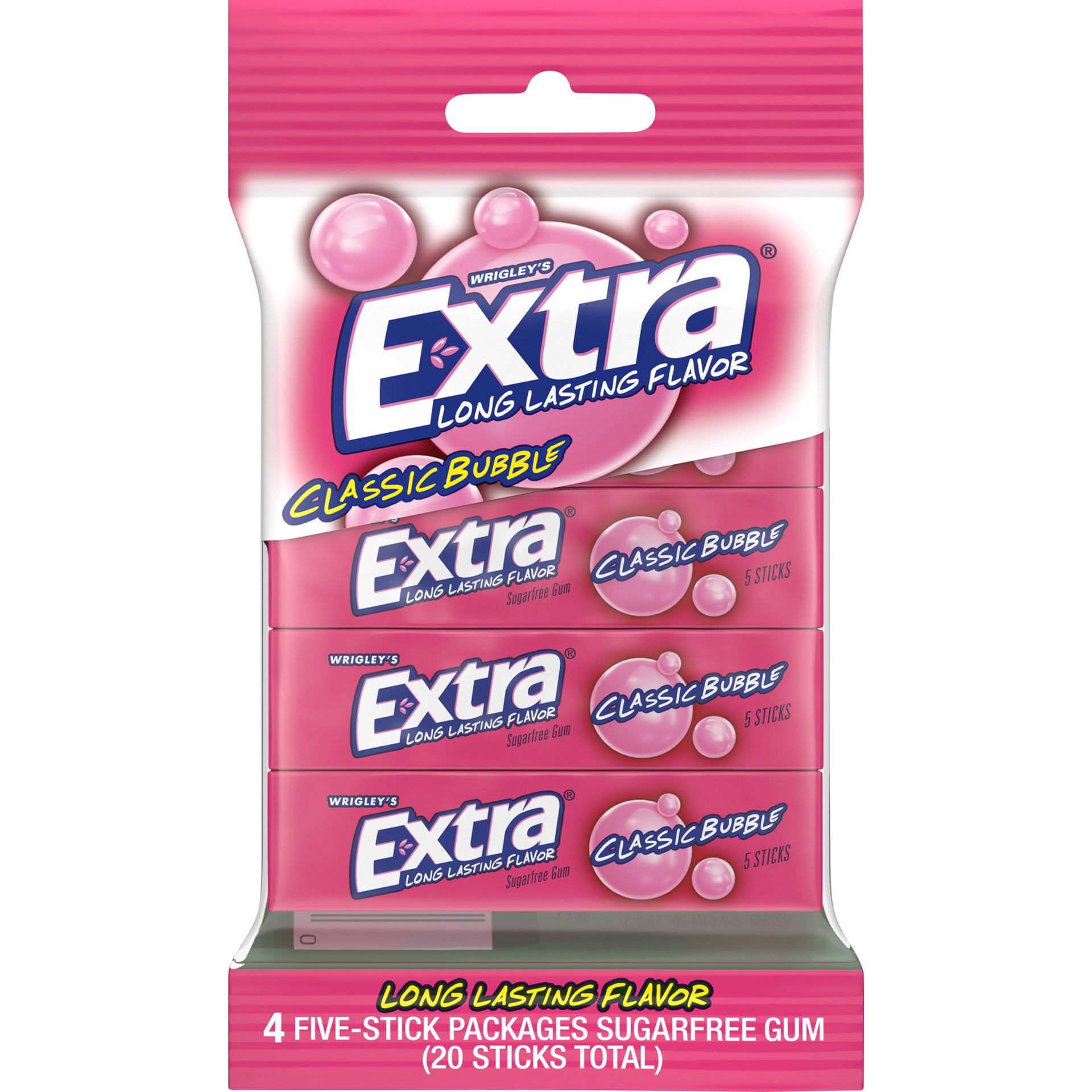 slide 5 of 7, Extra Classic Bubble Sugar Free Gum, 20 pc