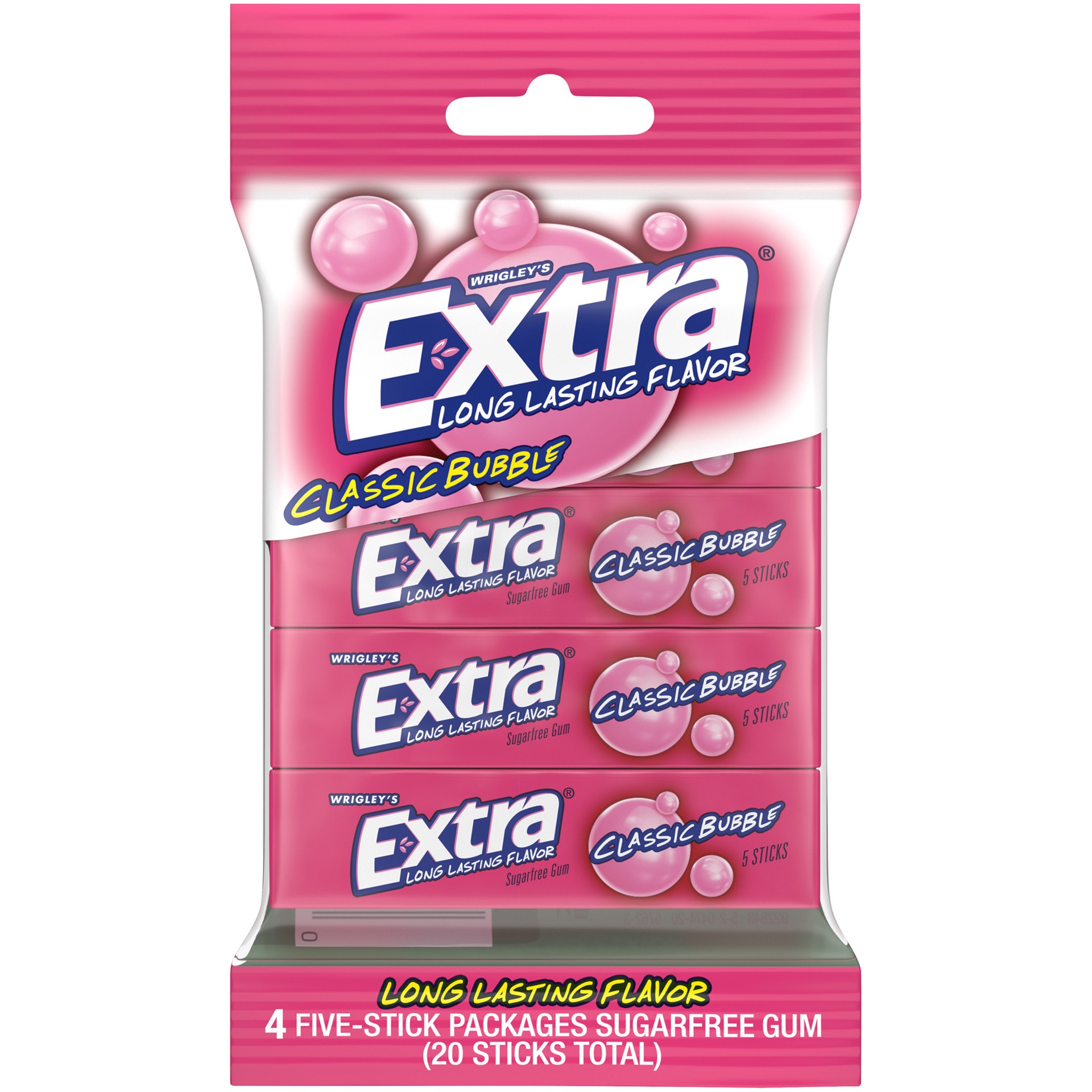 slide 1 of 7, Extra Classic Bubble Sugar Free Gum, 20 pc