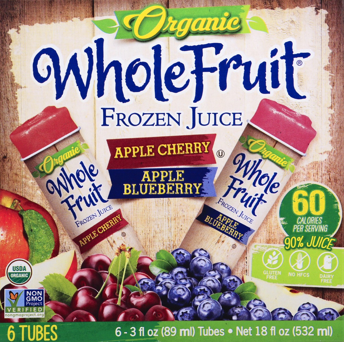 slide 5 of 5, Whole Fruit® organic frozen cherry & blueberry pop, 6 ct; 3 fl oz