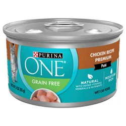 Purina ONE Natural, Grain Free Wet Cat Food Pate, Chicken Recipe - 3 oz. Pull-Top Can