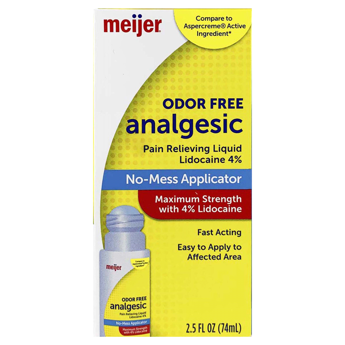 slide 1 of 13, Meijer Analgesic + Lidocaine Roll On Pain Reliever, 1 ct