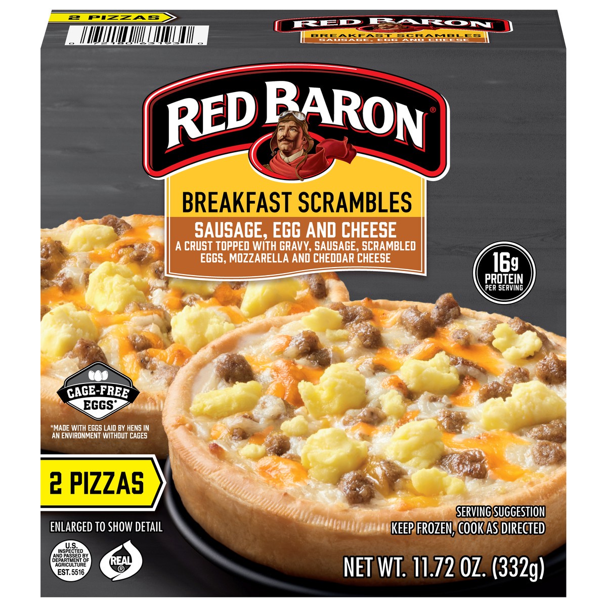 slide 1 of 12, RED BARON Pizza, Deep Dish Minis Breakfast Sausage Scramble, 2 count, 11.72 oz, 11.72 oz